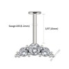 Piercing Titânio G23 Polido Labret Invertido Cluster Rosca Interna 3 Zircônias